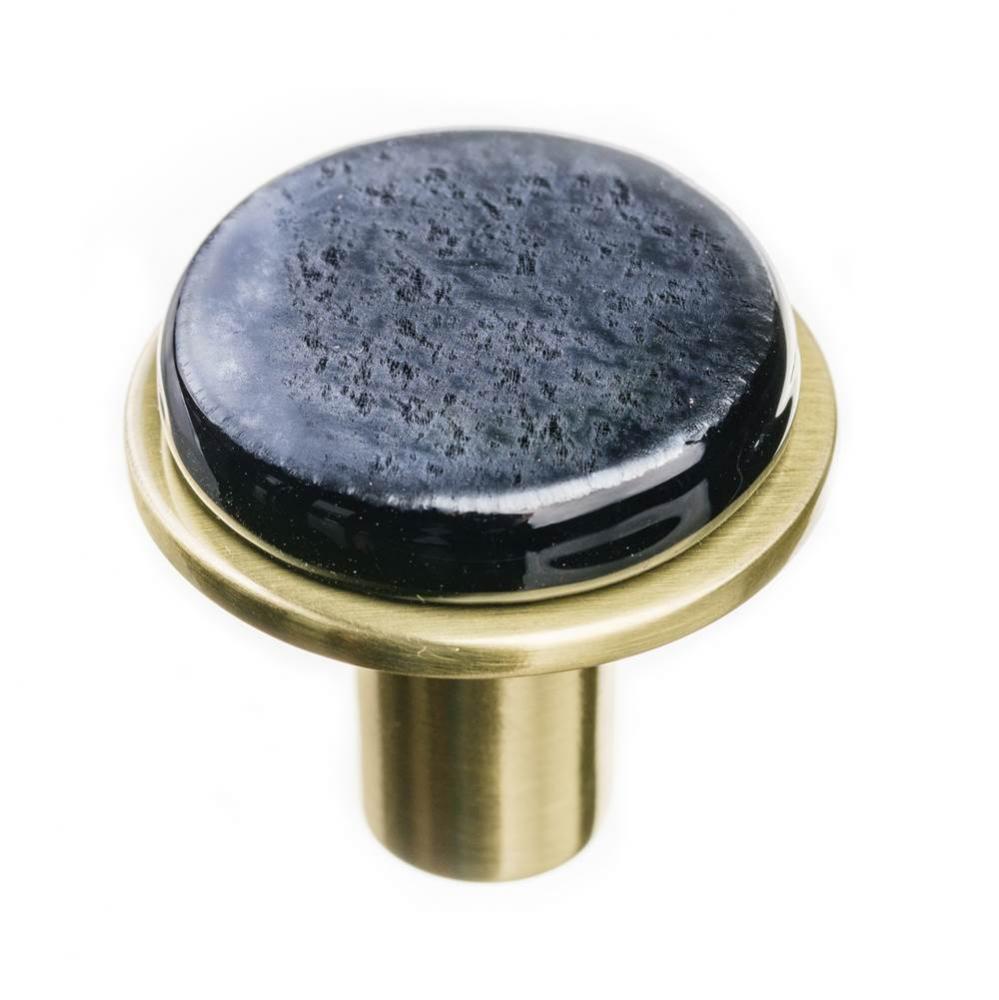 Geomtric Round Irid Black On Round Satin Brass Knob