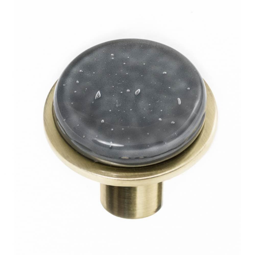 Geomtric Round Slate Grey On Round Satin Brass Knob