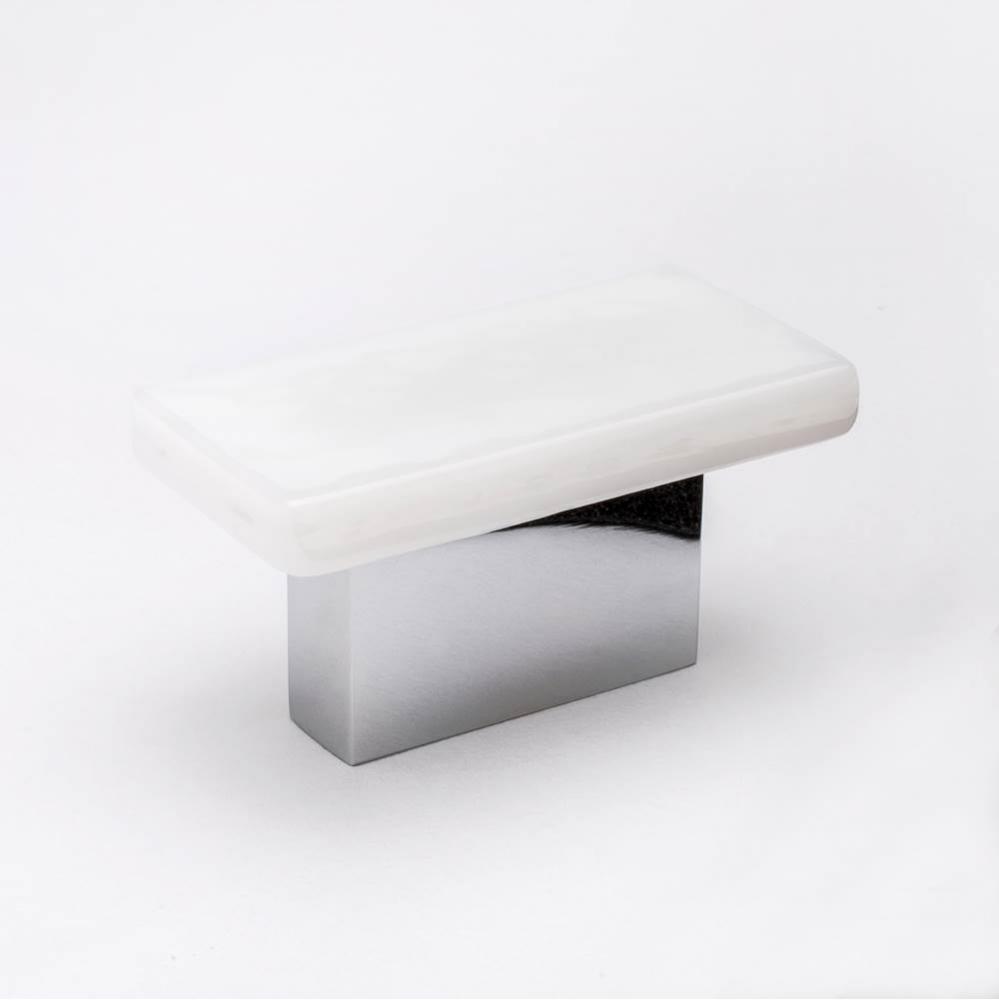 Skyline White Knob With Polished Nickel Base