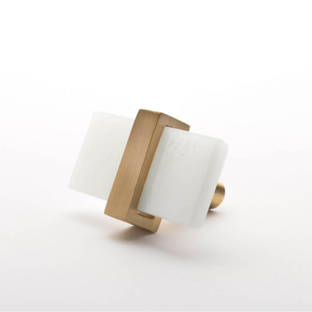 Adjustable White Knob With Satin Brass Base