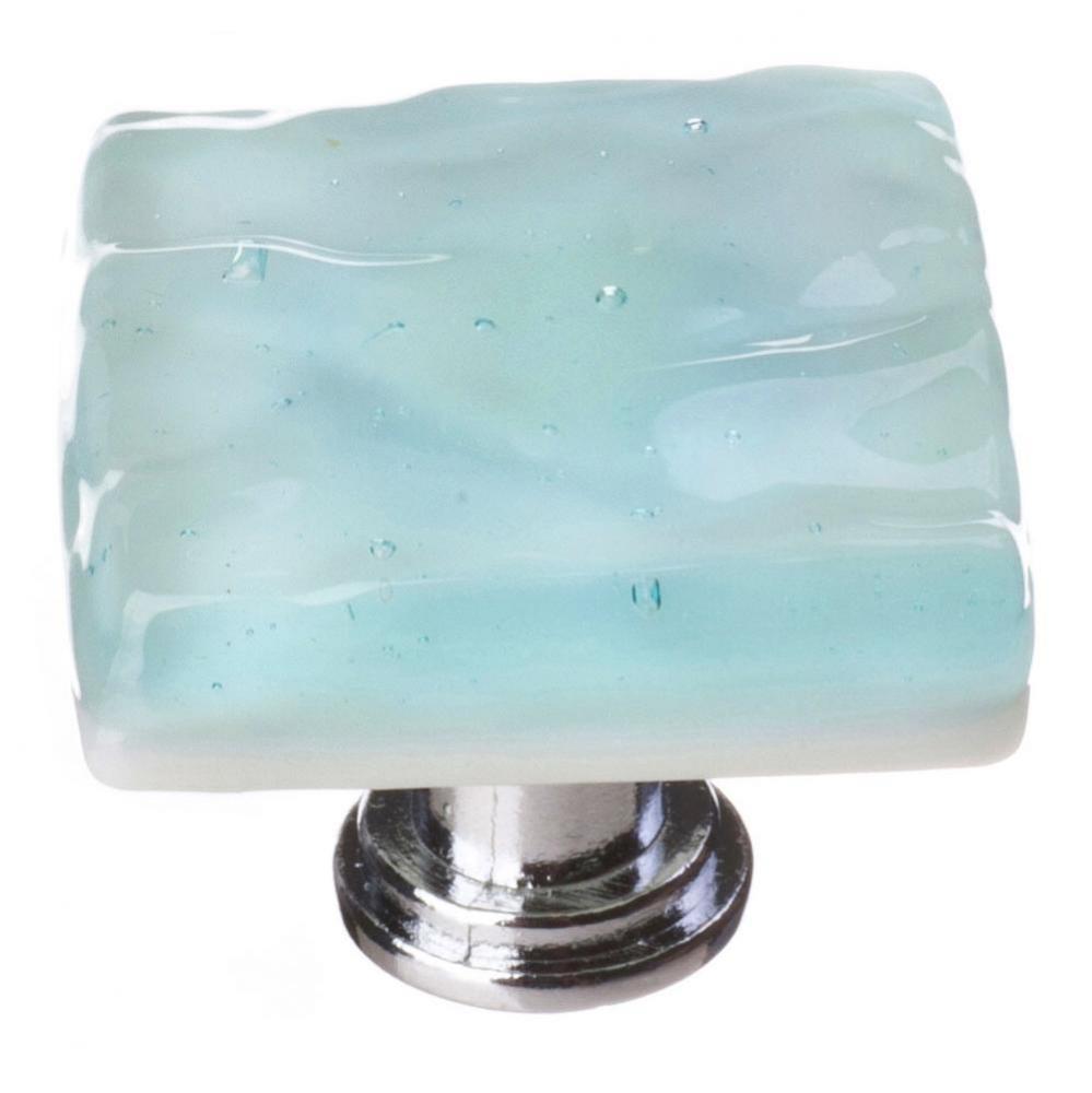 Glacier Light Aqua Knob With Polished Chrome Base