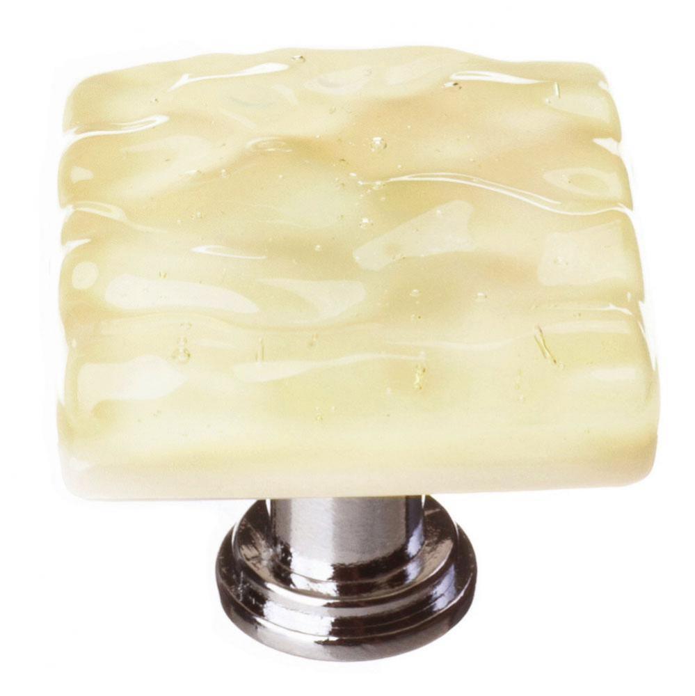 Glacier Pale Yellow Knob With Satin Nickel Base