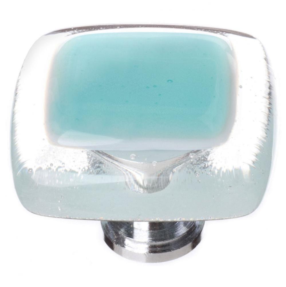 Reflective Aqua Knob With Polished Chrome Base