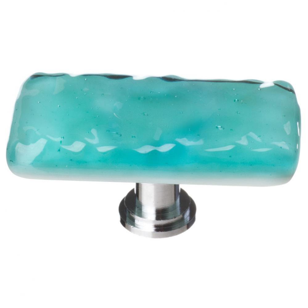 Glacier Aqua Long Knob With Polished Chrome Base