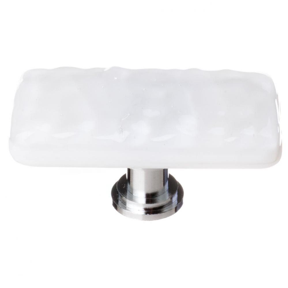 Glacier White Long Knob With Satin Nickel Base