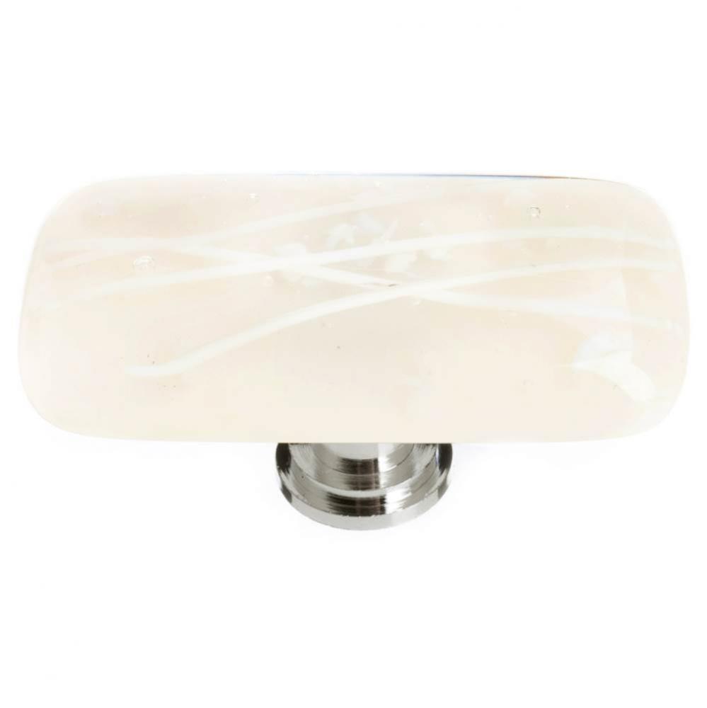 Cirrus Vanilla & White Mardi Gras Long Knob With Polished Chrome Base