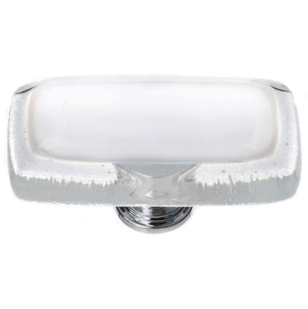 Reflective White Long Knob With Satin Nickel Base