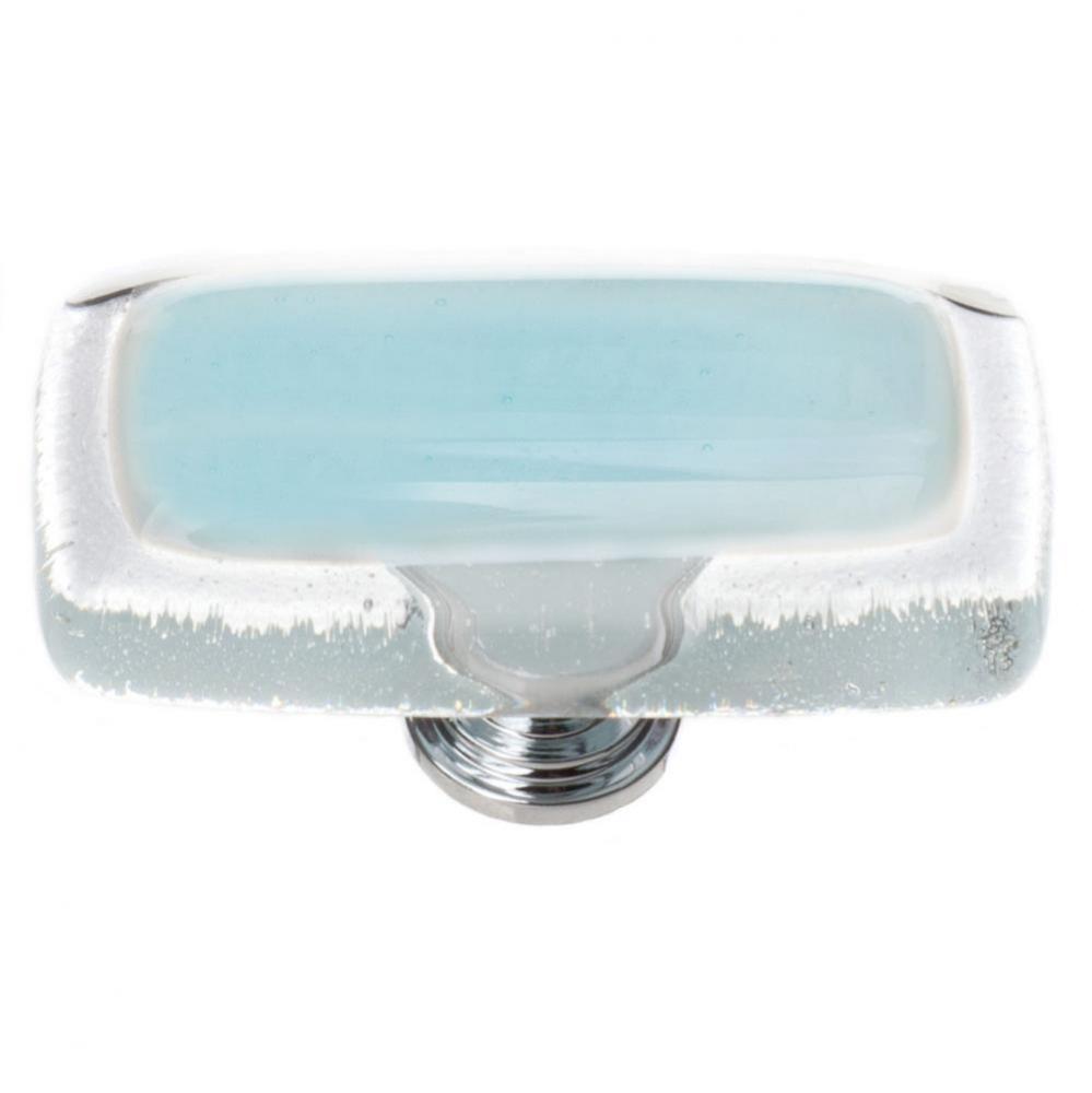 Reflective Light Aqua Long Knob With Polished Chrome Base