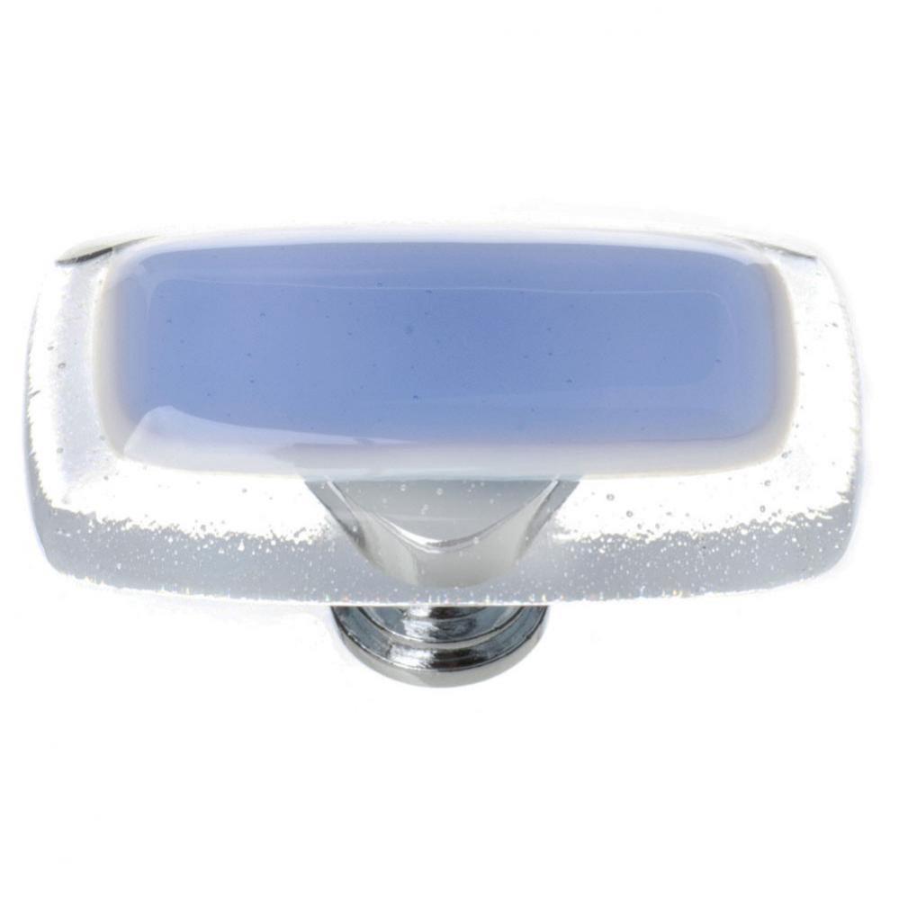 Reflective Sky Blue Long  Knob With Polished Chrome Base