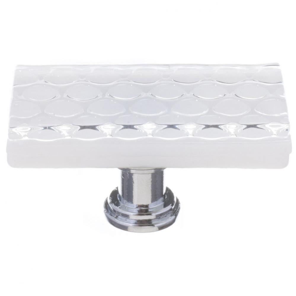 Honeycomb White Long Knob With Satin Nickel Base