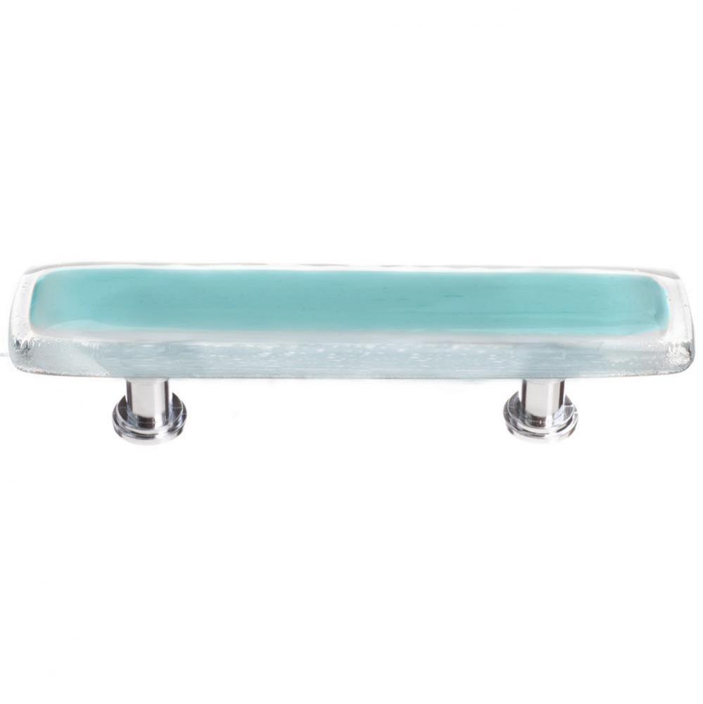 Reflective Aqua Pull With Satin Nickel Base