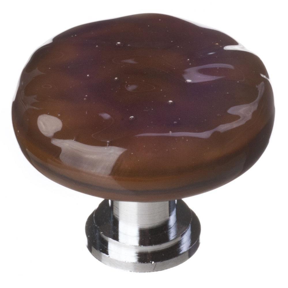 Glacier Woodland Brown Round Knob With Polished Chrome Base