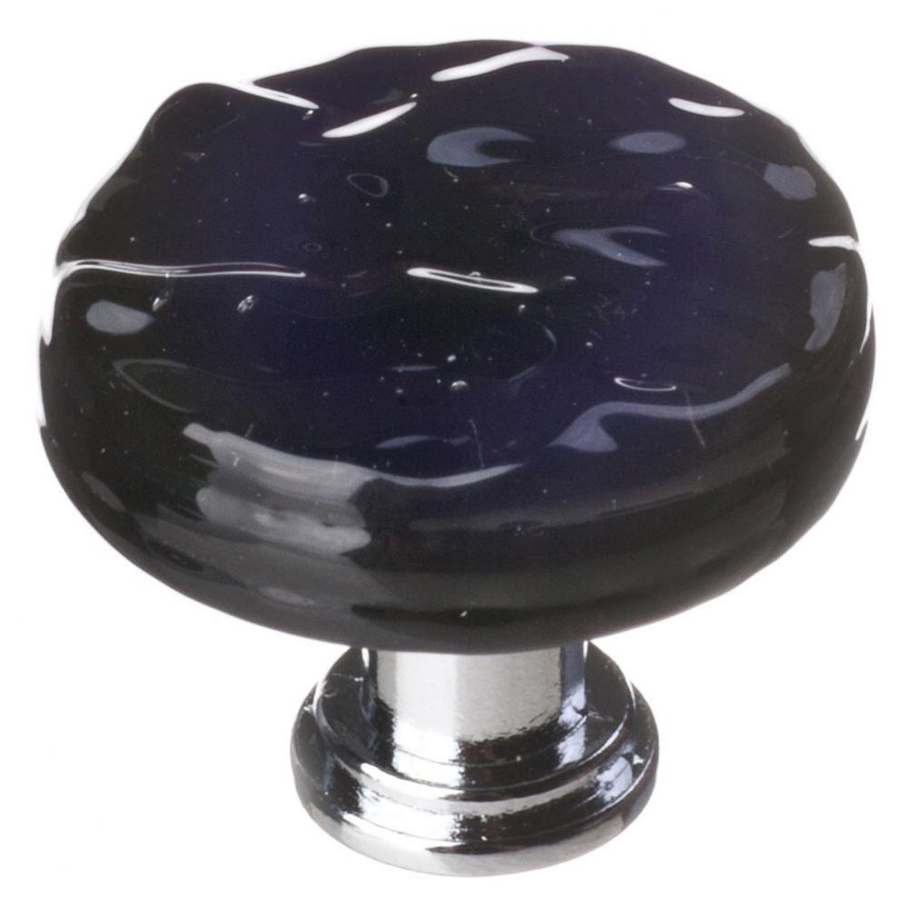 Glacier Black Round Knob With Polished Chrome Base