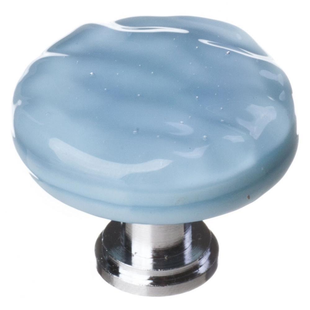 Glacier Powder Blue Round Knob With Satin Nickel Base