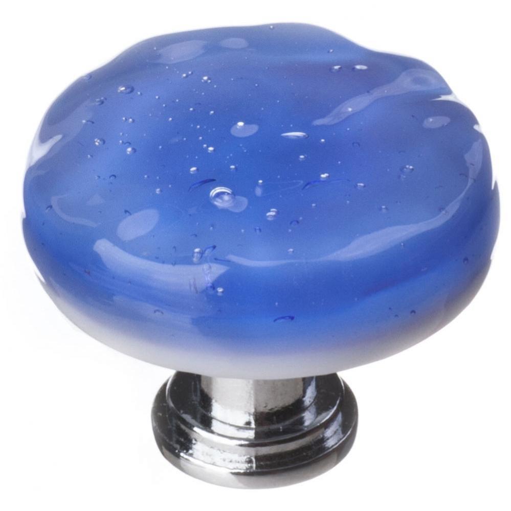 Glacier Sky Blue Round Knob With Satin Nickel Base