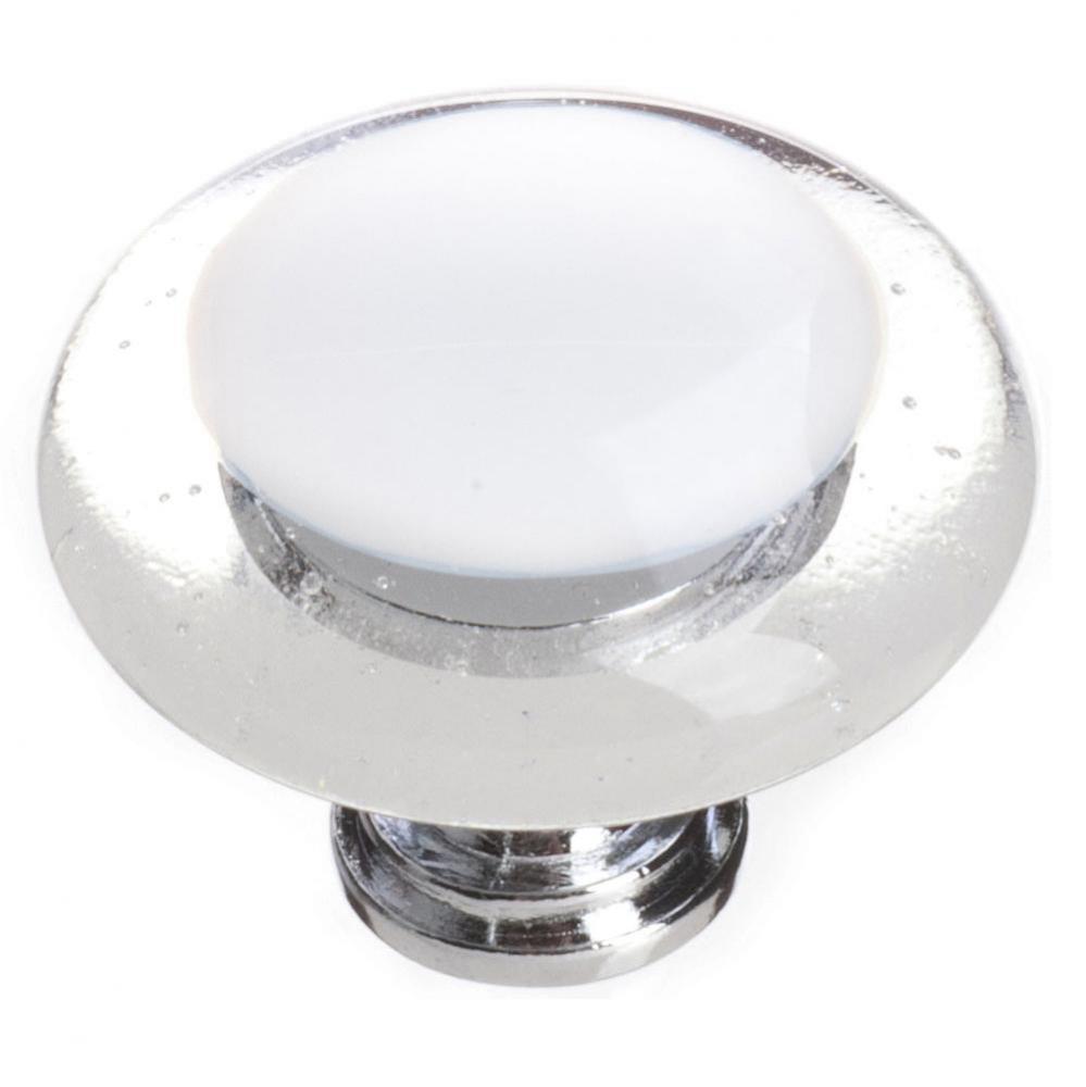 Reflective White Round Knob With Oil Rubbed Bronze Base