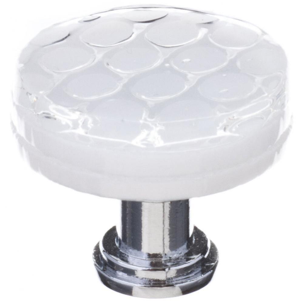 Honeycomb White Round Knob With Oil Rubbed Bronze Base