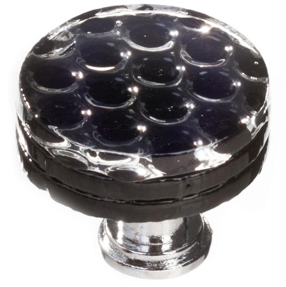 Honeycomb Black Round Knob With Polished Chrome Base