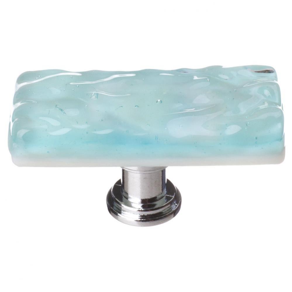Skinny Glacier  Aqua Long Knob With Satin Nickel Base