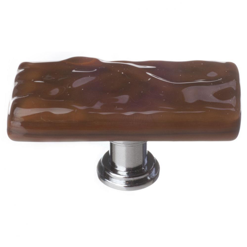 Skinny Glacier Woodland Brown Long Knob With Polished Chrome Base