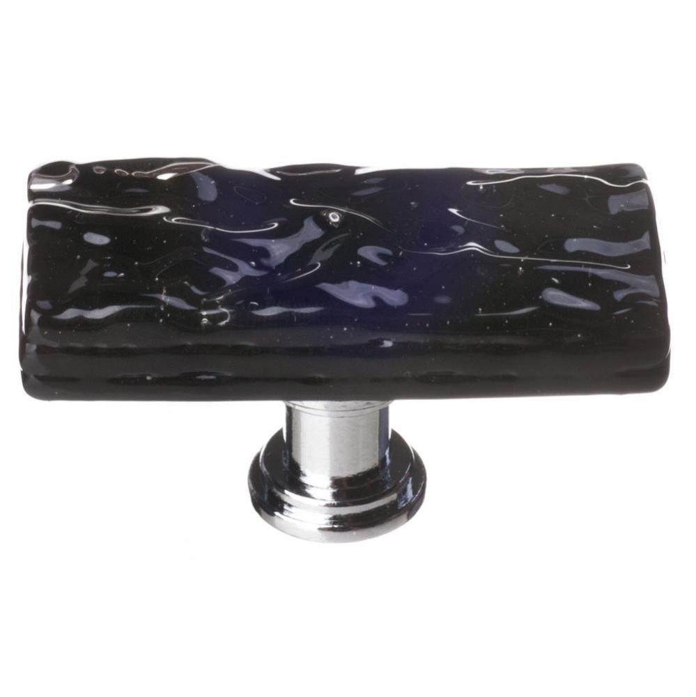 Skinny Glacier Black Long Knob With Polished Chrome Base