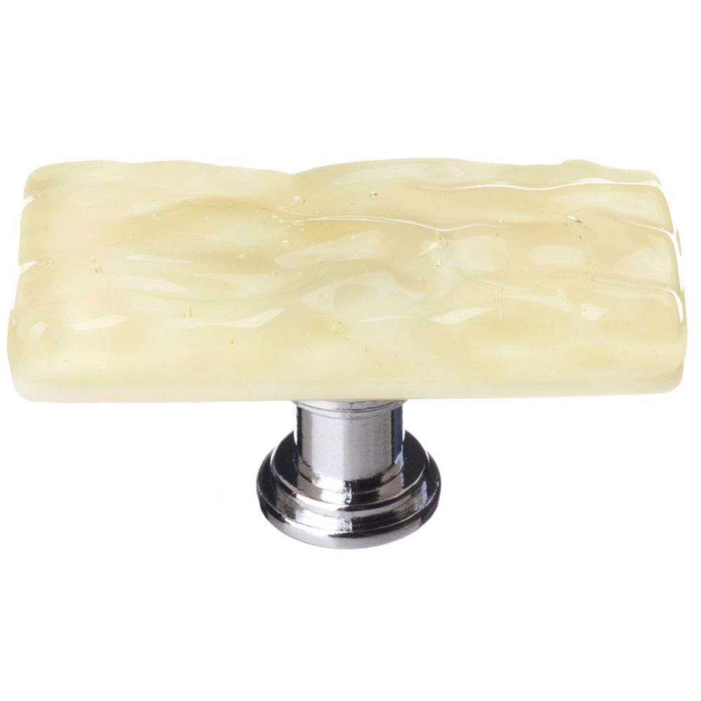 Skinny Glacier Pale Yellow Long Knob With Satin Nickel Base