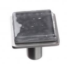 Sietto K-1301-SN - Geomtric Square Slate Grey On Square Satin Nickel Knob