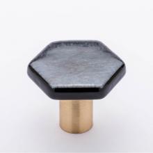 Sietto K-1702-SB - Hexagon Irid Silver Black Knob With Sb Base