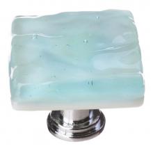 Sietto K-208-PC - Glacier Light Aqua Knob With Polished Chrome Base