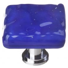 Sietto K-221-SN - Glacier Deep Cobalt Blue Knob With Satin Nickel Base