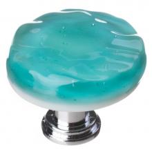 Sietto R-207-PC - Glacier Aqua Round Knob With Polished Chrome Base