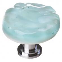 Sietto R-208-PC - Glacier Light Aqua Round Knob With Polished Chrome Base