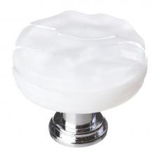 Sietto R-212-PC - Glacier White Round Knob With Polished Chrome Base