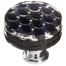 Sietto R-902-PC - Honeycomb Black Round Knob With Polished Chrome Base