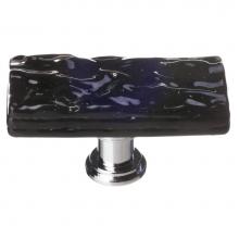 Sietto SLK-213-SN - Skinny Glacier Black Long Knob With Satin Nickle Base