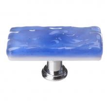Sietto SLK-219-PC - Skinny Glacier  Aqua Long Knob With Polished Chrome Base