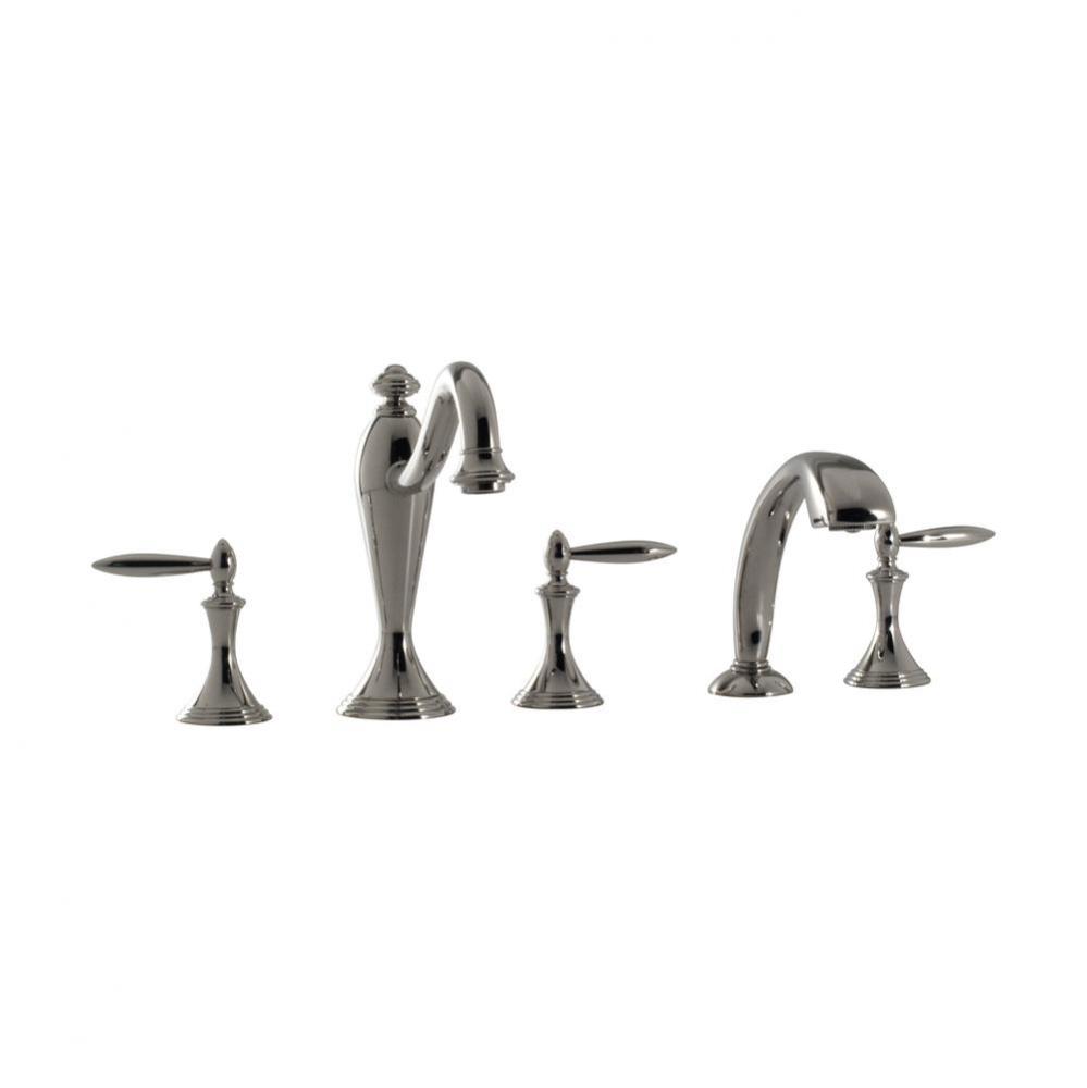 Roman Tub Filler Set With Hand Held Shower With ''La'' Handles - Rough Include