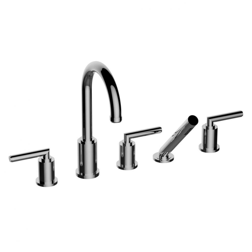 Roman Tub Filler W/ Fo Handles  & Single Function Hand Shower - Valves Included