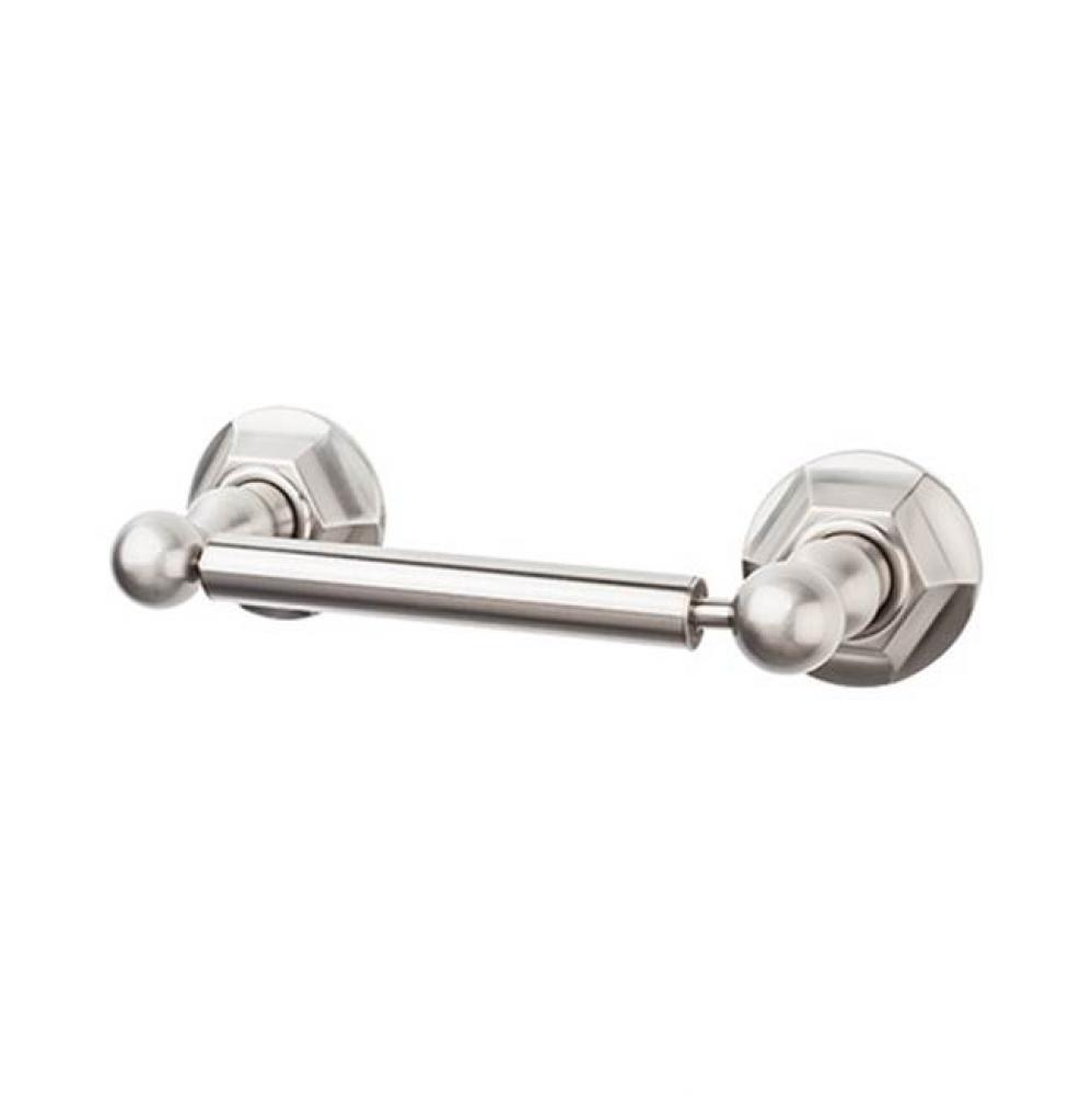 Edwardian Bath Tissue Holder Hex Backplate Brushed Satin Nickel