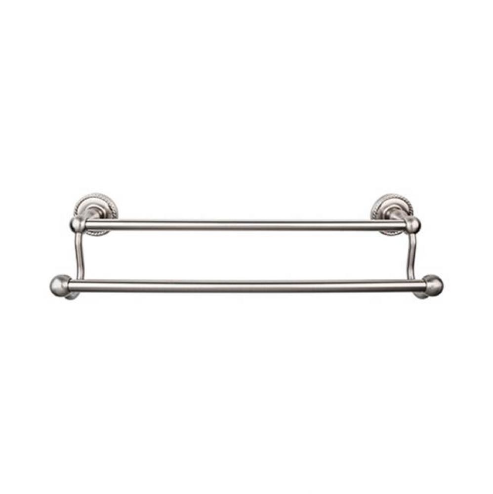 Edwardian Bath Towel Bar 24 In. Double - Rope Backplate Brushed Satin Nickel