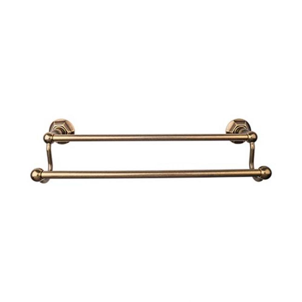 Edwardian Bath Towel Bar 24 Inch Double - Hex Backplate German Bronze