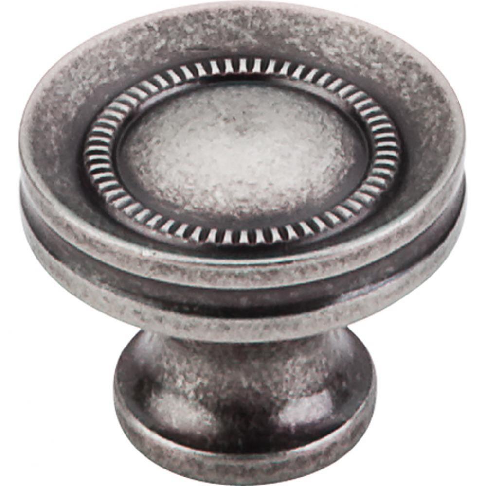 Button Faced Knob 1 1/4 Inch Pewter Antique