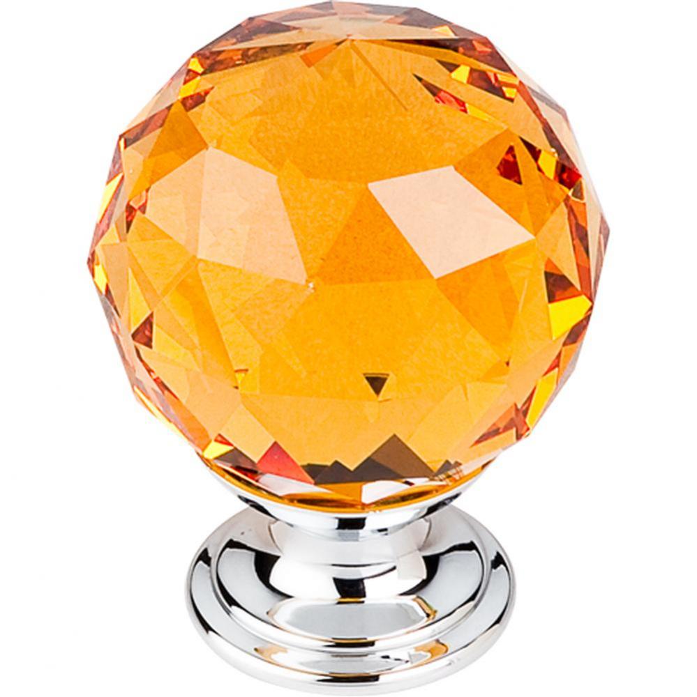 Amber Crystal Knob 1 3/8 Inch Polished Chrome Base