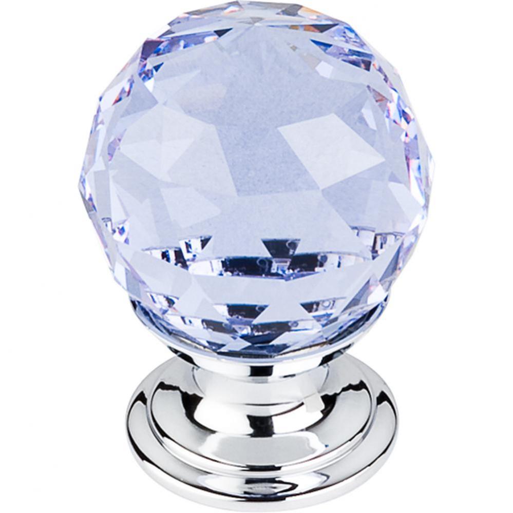 Light Blue Crystal Knob 1 1/8 Inch Polished Chrome Base