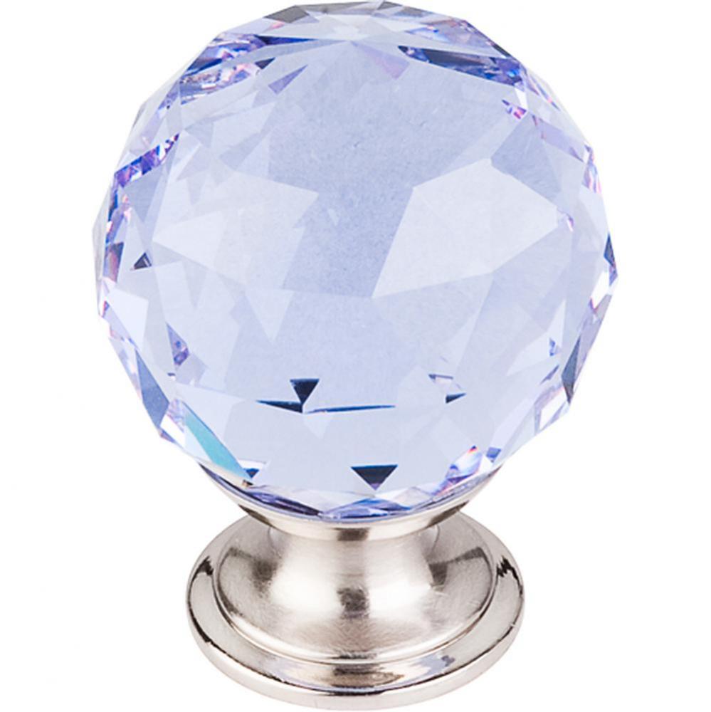 Light Blue Crystal Knob 1 3/8 Inch Brushed Satin Nickel Base