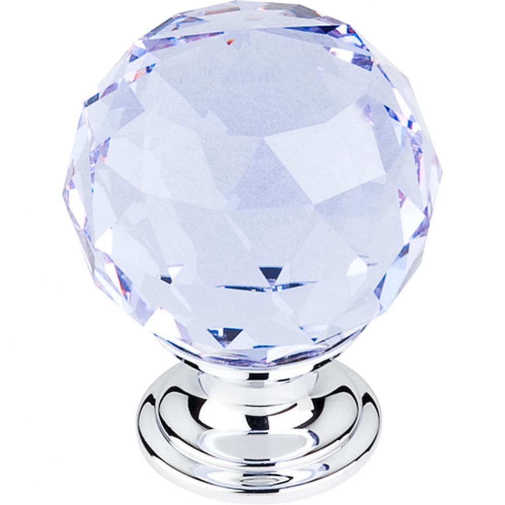 Light Blue Crystal Knob 1 3/8 Inch Polished Chrome Base