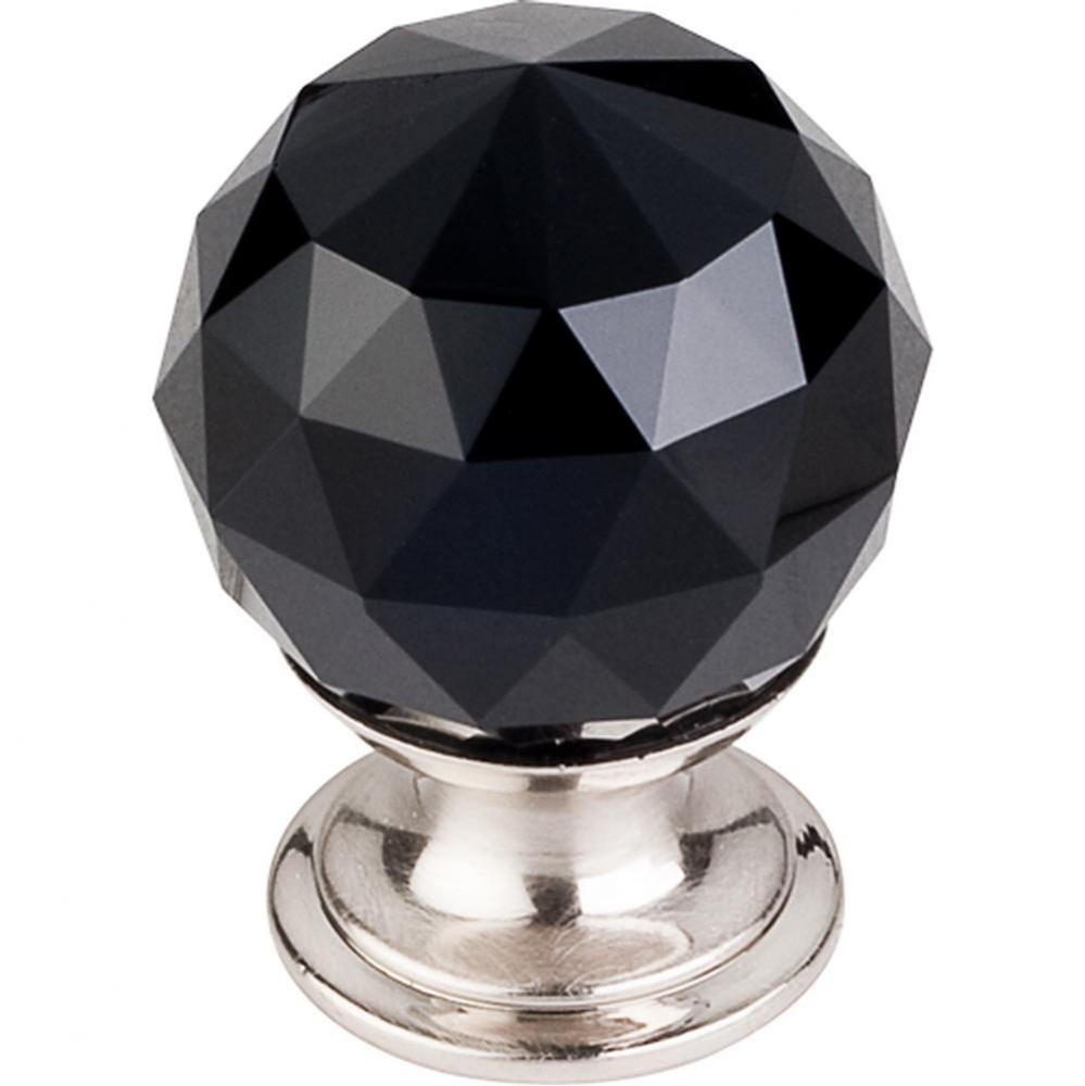 Black Crystal Knob 1 1/8 Inch Brushed Satin Nickel Base