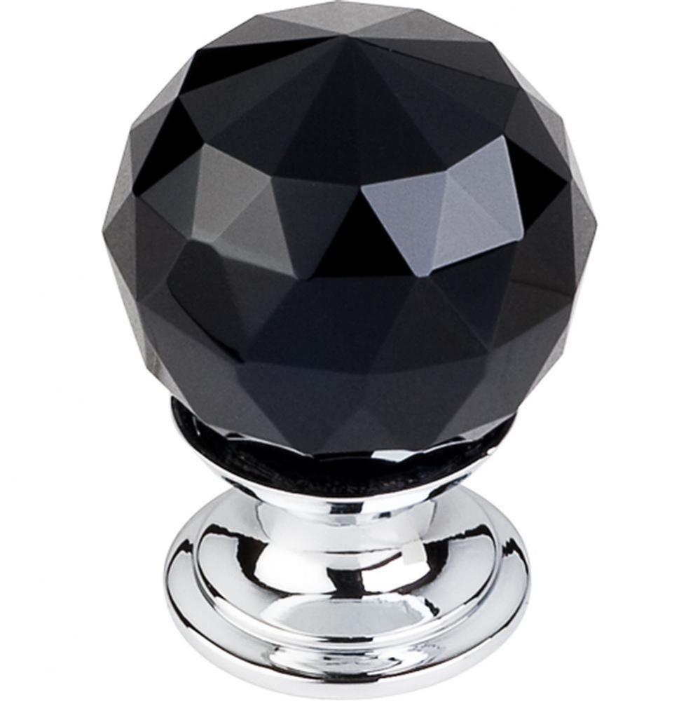 Black Crystal Knob 1 1/8 Inch Polished Chrome Base