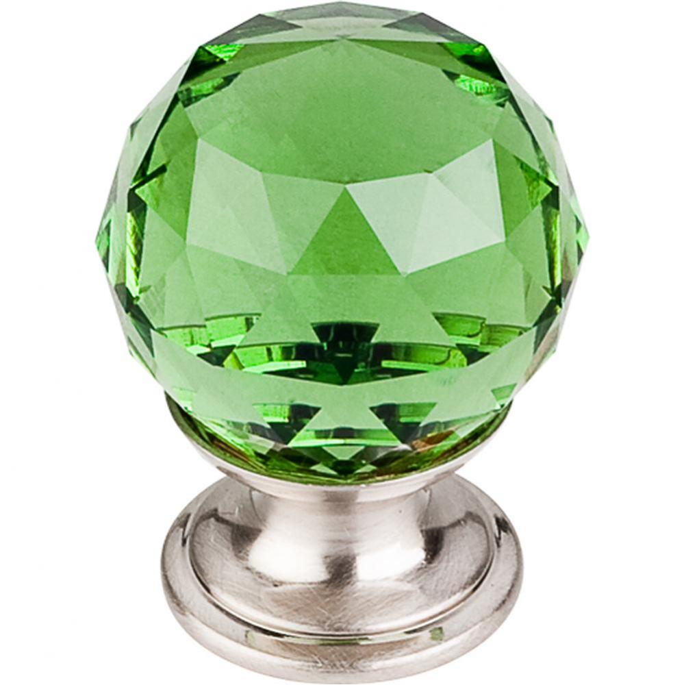 Green Crystal Knob 1 1/8 Inch Brushed Satin Nickel Base