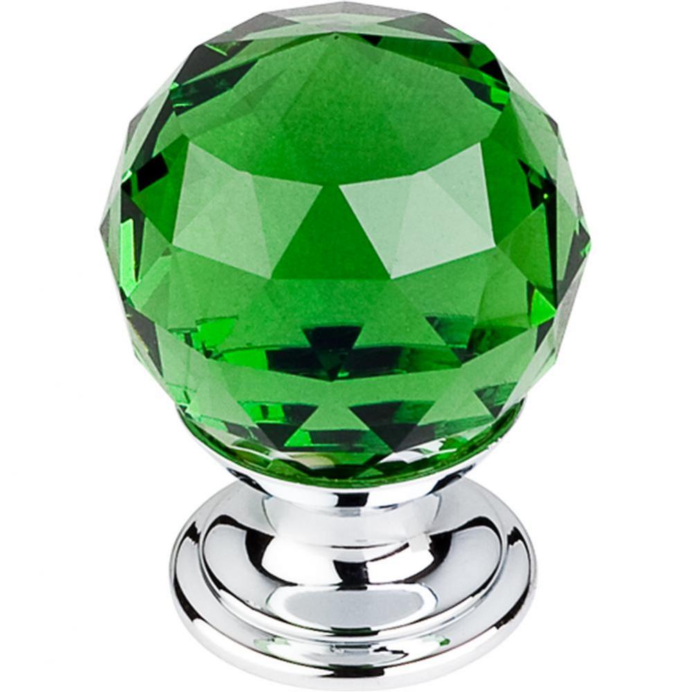 Green Crystal Knob 1 1/8 Inch Polished Chrome Base